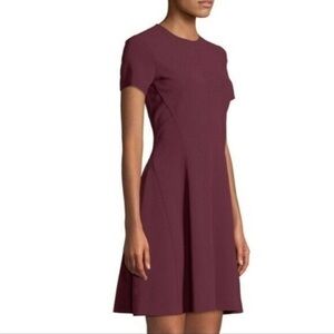 Theory Apalia Admiral Burgundy Red A-Line Crepe Dress Short Sleeve 8